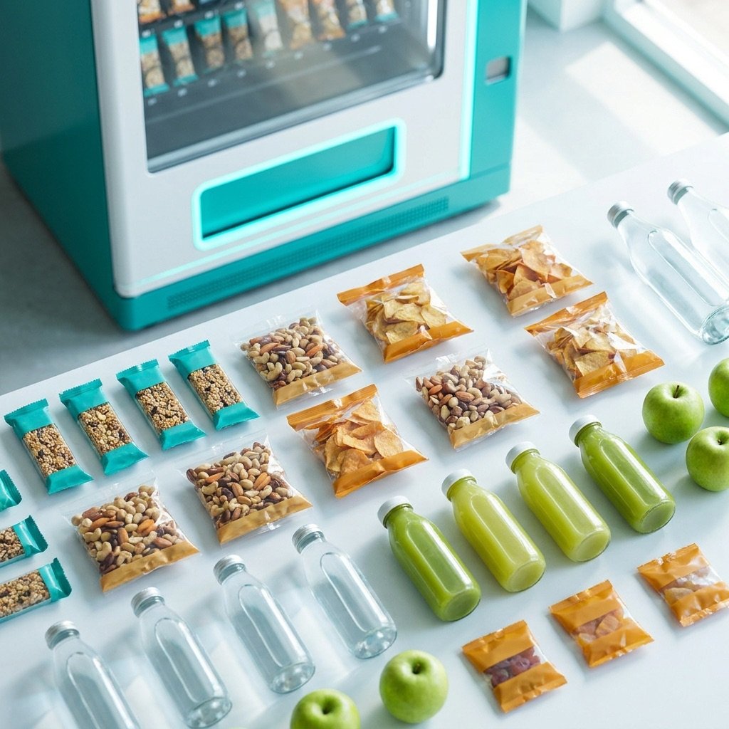A curated mix of healthy and classic snacks and drinks